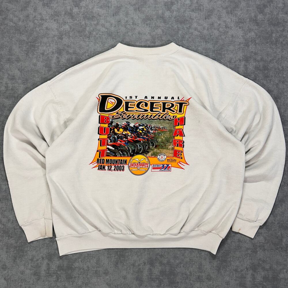 VTG 2003 Butt Hare Desert Scrambles Jackrabbits Hanes motorcycle sweatshirt XL